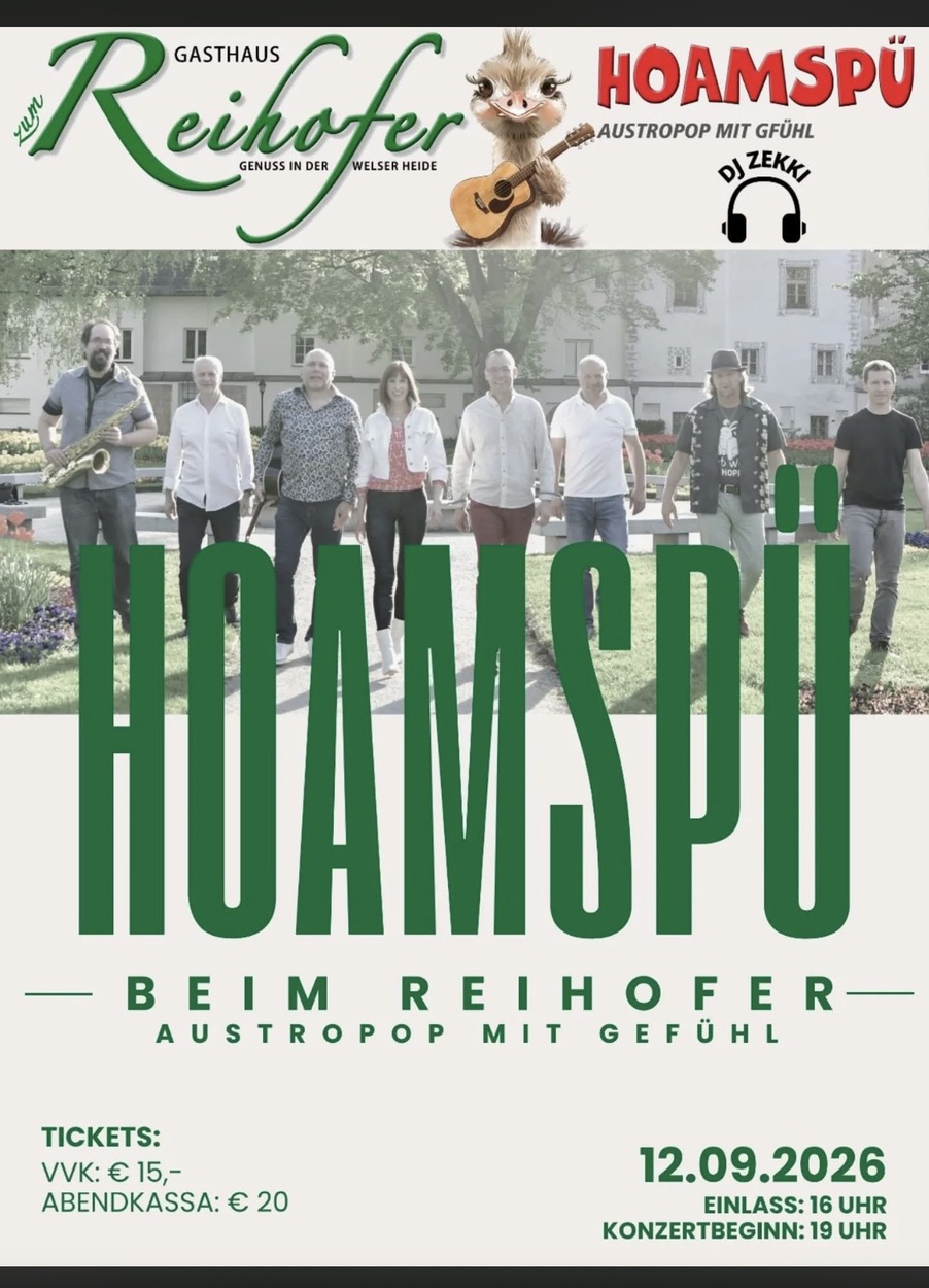 HOAMSPÜ live am 12.9.2026 beim Reihofer